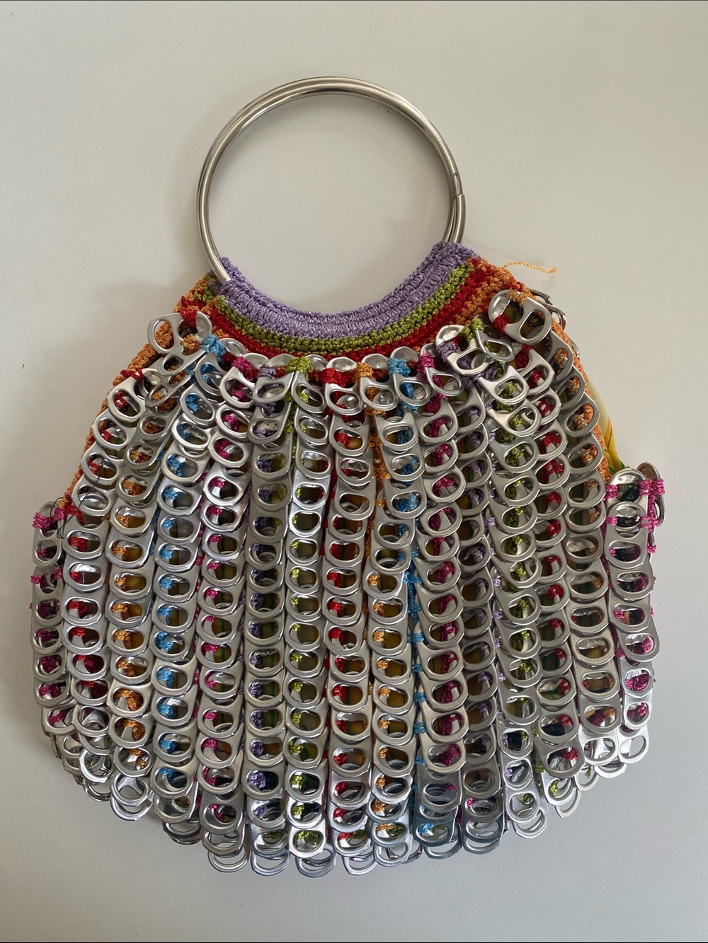 Coca Cola Multicolor Pop-Tab Shoulder Bag with Silver Ring Handle